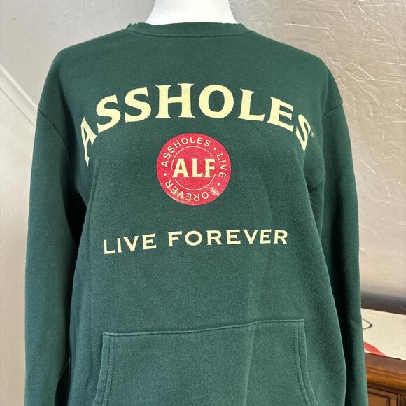 Alf-the-label Women's‎ Green Sweatshirt size small Assholes Live Forever - Picture 2 of 7
